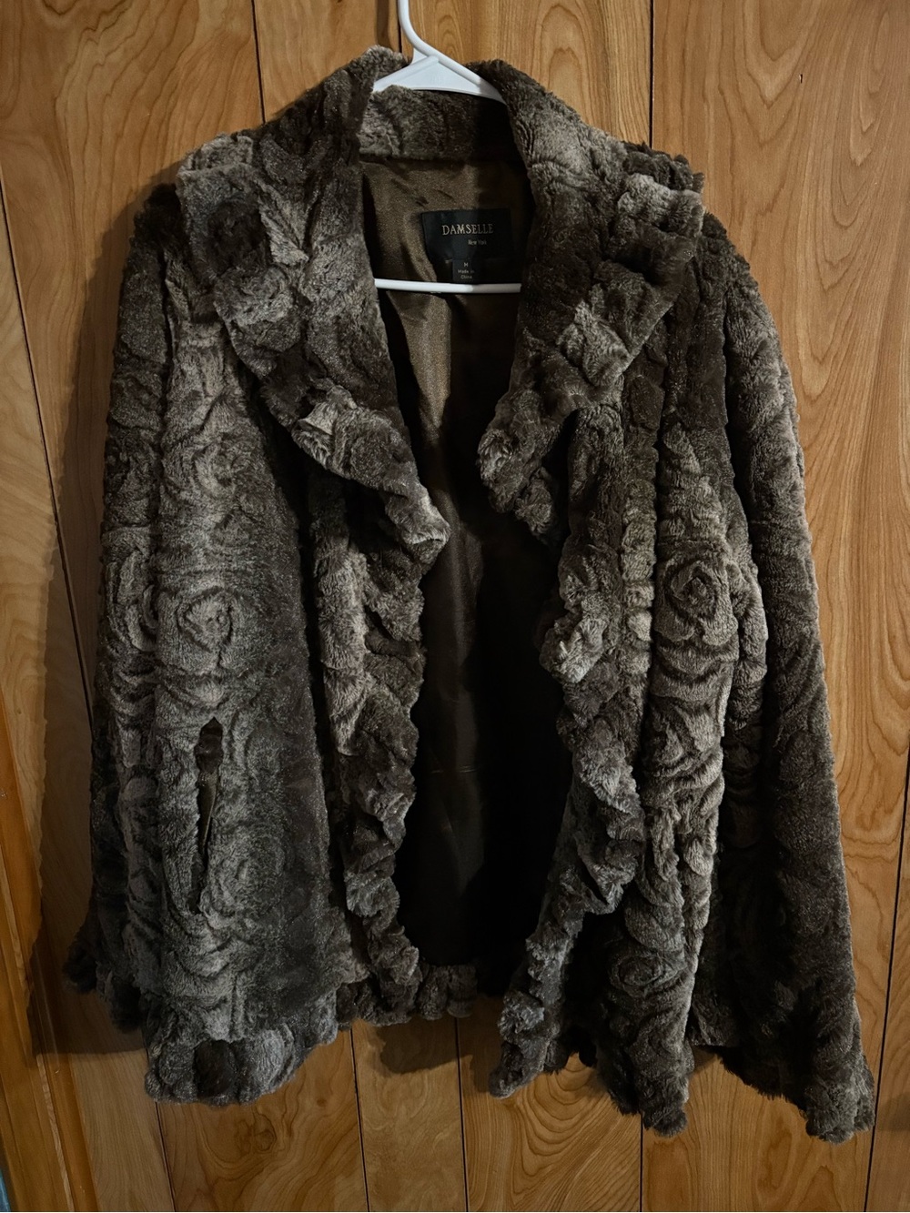 Faux Fur Ruffle Jacket - Charcoal Gray